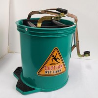 16L plastic roller pedal mop wringer bucket with metal frame
