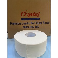 CRYSTAL JUMBO TOILET PAPPER 2PLY 300M 8/CTN