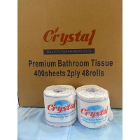 CRYSTAL PREMIUM TOILET PAPER ROLLS 2PLY 400 SHEET 48/CTN